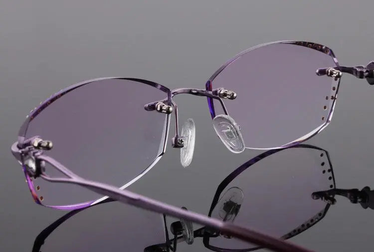 Women's Rectangular Rimless Titanium Prescription Glasses 2123 — view 17 | Rx Spectacle
