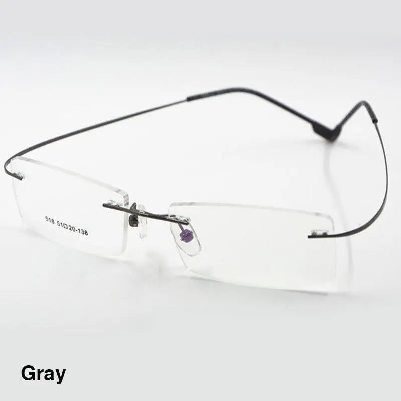 Unisex Square Rimless Titanium Prescription Glasses 2241 — view 2 | Rx Spectacle
