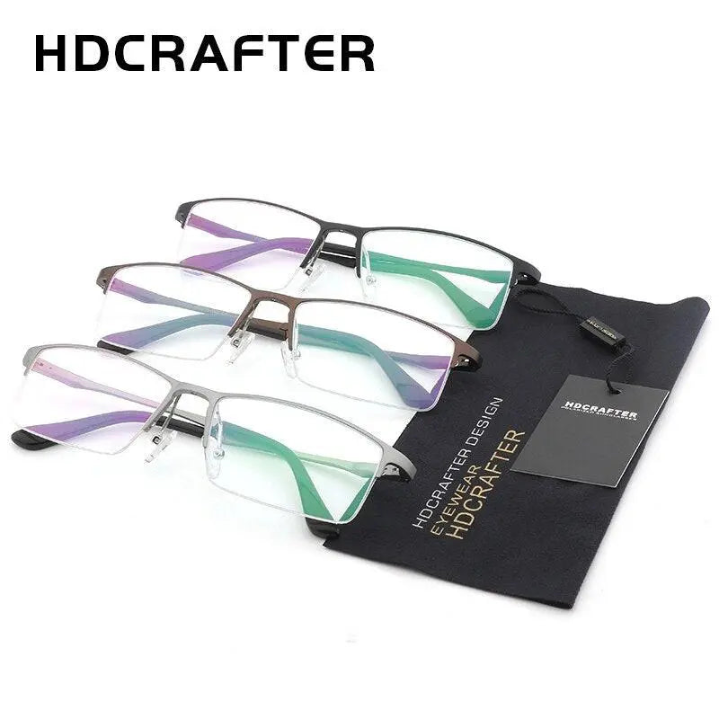 Men's Rectangular Semi-Rimless Alloy Prescription Glasses Lp6263 — view 7 | Rx Spectacle