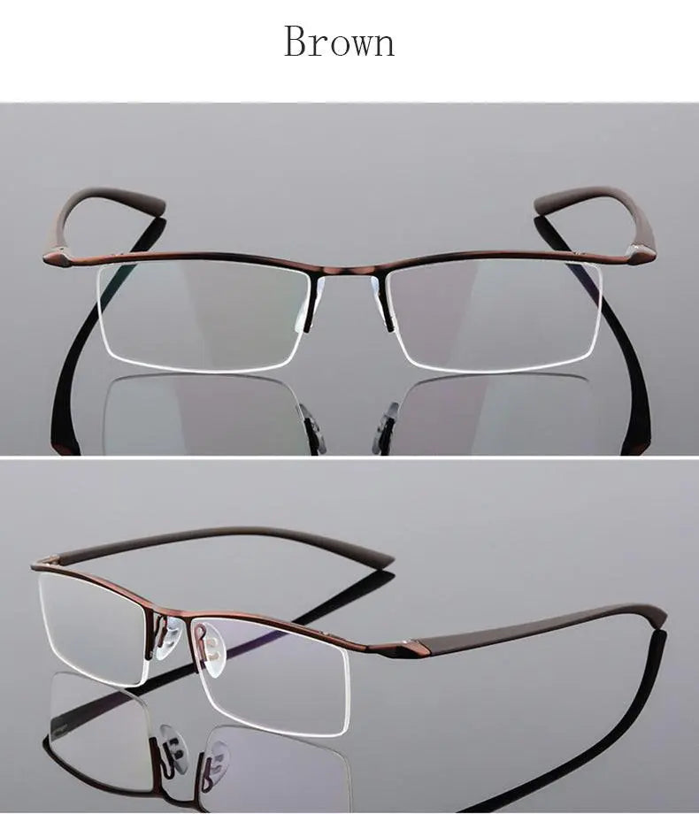 Men's Browline Semi-Rimless Alloy Prescription Glasses P8190 — view 19 | Rx Spectacle