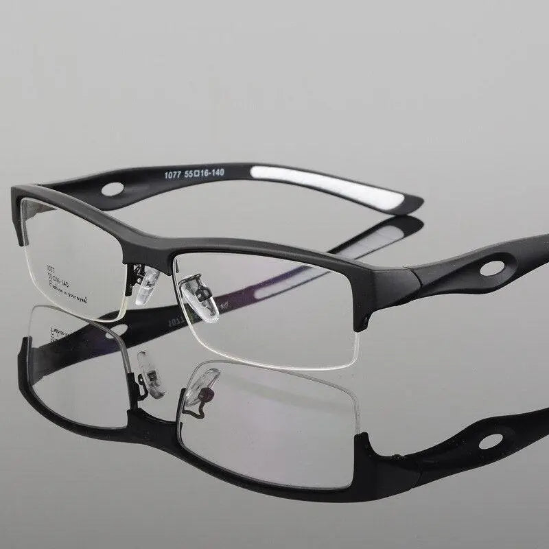 Men's Rectangular Semi-Rimless TR90 Sports Glasses 1077 — view 4 | Rx Spectacle