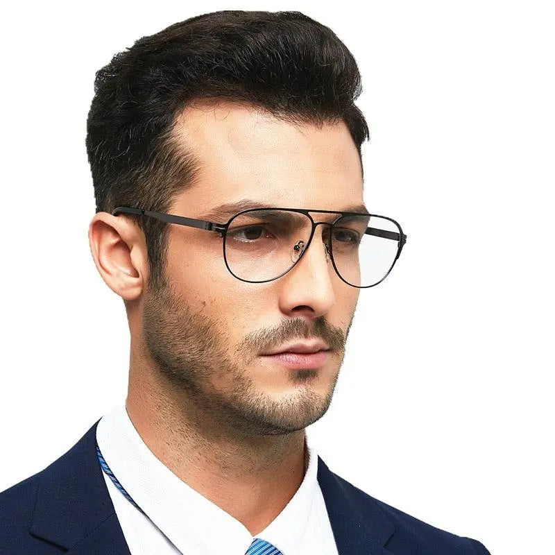 Men's Round Full Rim Alloy Double Bridge Prescription Glasses — view 3 | Rx Spectacle