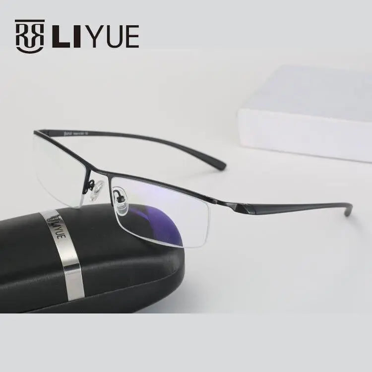 Men's Square Semi-Rimless Alloy Prescription Glasses 8199 — view 2 | Rx Spectacle