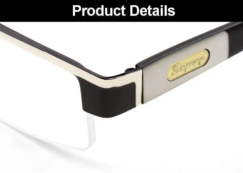 Men's Semi-Rimless Stainless Steel Reading Glasses D2015 — view 11 | Rx Spectacle