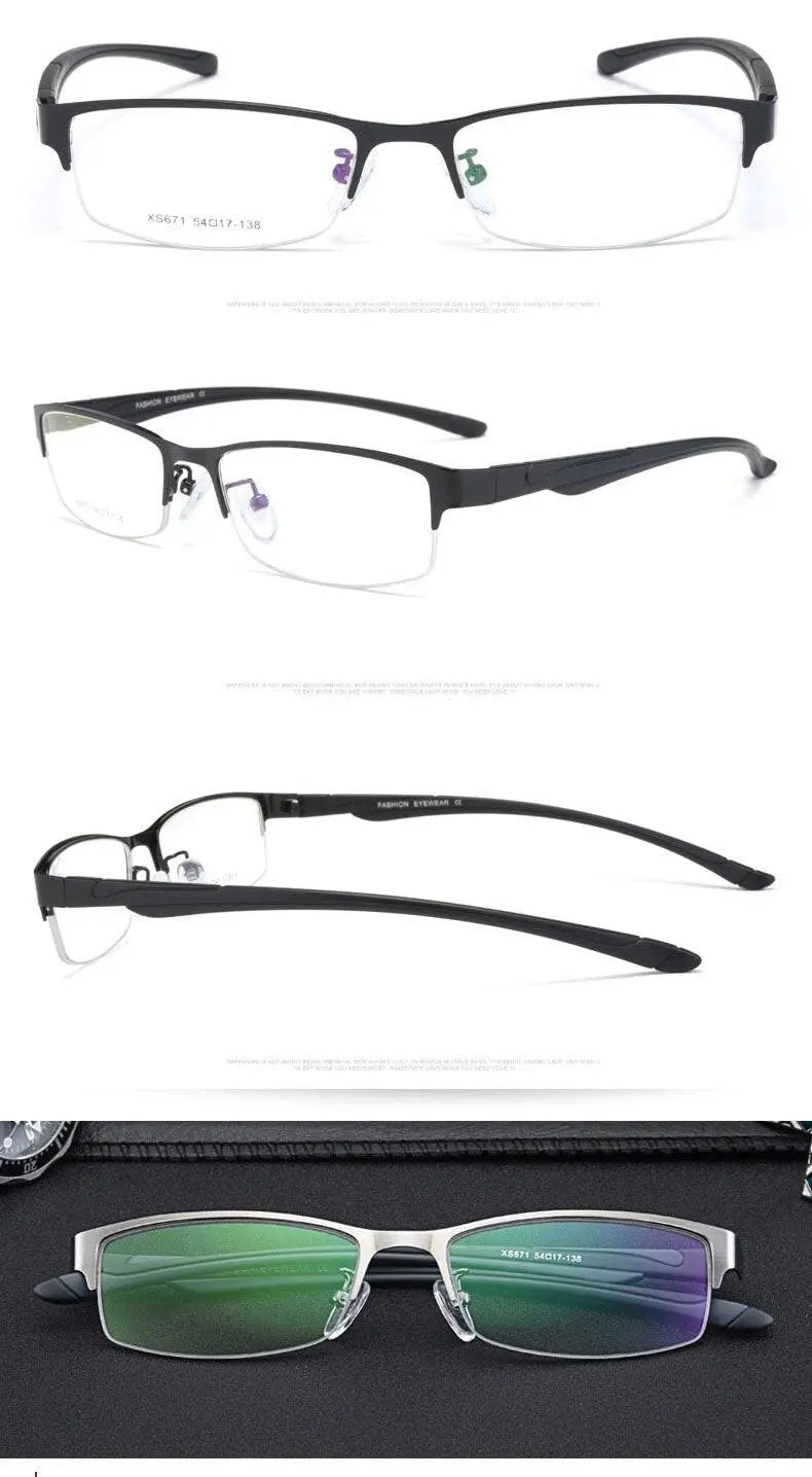 Unisex Semi-Rimless Stainless Steel Reading Glasses Xs671 — view 11 | Rx Spectacle