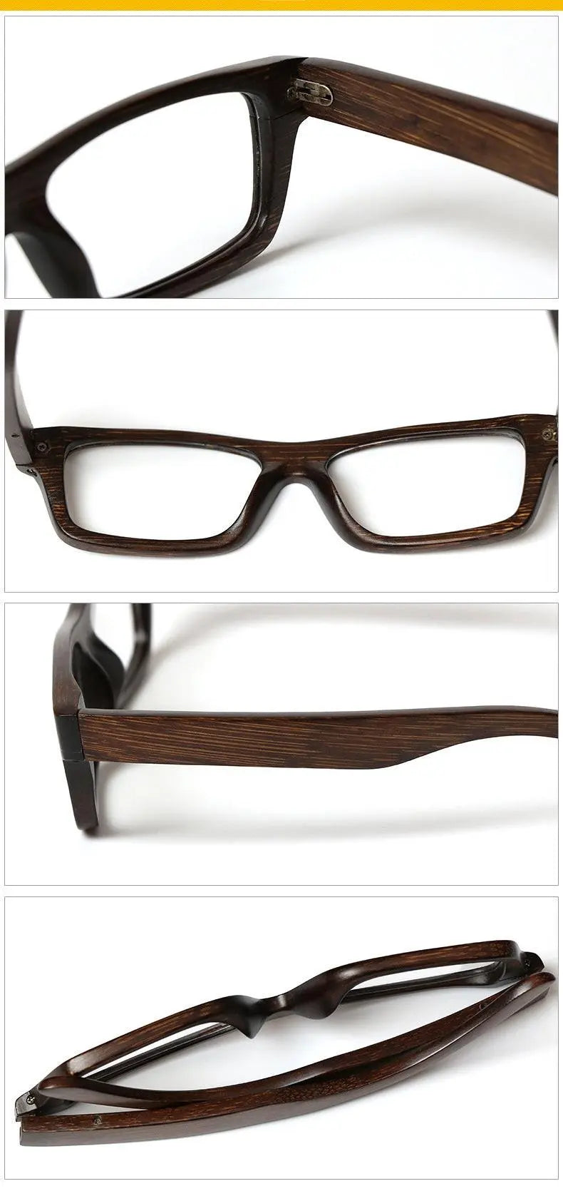 Unisex Square Full Rim Wood Prescription Glasses 56190 — view 10 | Rx Spectacle