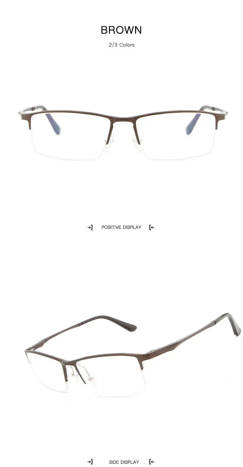 Men's Rectangular Semi-Rimless Alloy Prescription Glasses Lp6263 — view 13 | Rx Spectacle