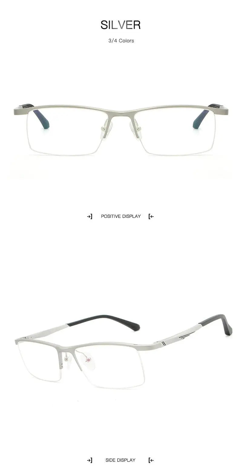 Men's Rectangular Semi-Rimless Alloy Prescription Glasses Lp6236 — view 16 | Rx Spectacle