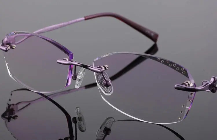 Women's Rectangular Rimless Titanium Prescription Glasses 2123 — view 13 | Rx Spectacle