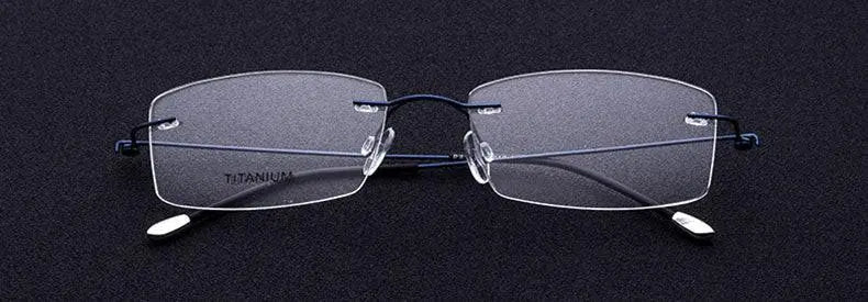 Unisex Rectangular Rimless Titanium Prescription Glasses P8361 — view 14 | Rx Spectacle