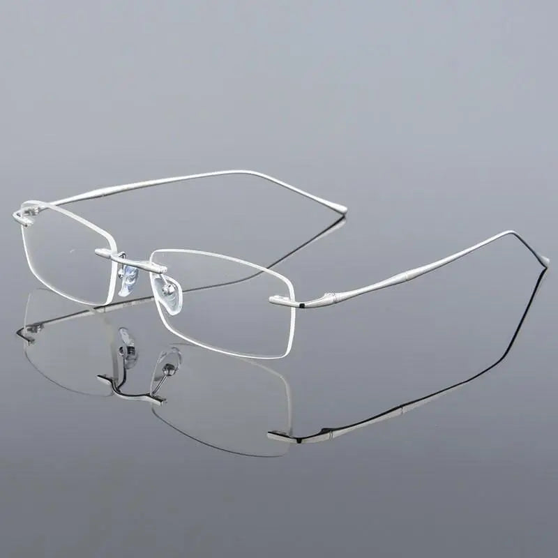 Men's Rectangular Rimless Titanium Prescription Glasses 632 — view 14 | Rx Spectacle