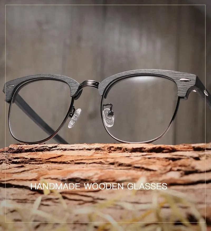 Unisex Round Full Rim Wood Prescription Glasses — view 14 | Rx Spectacle
