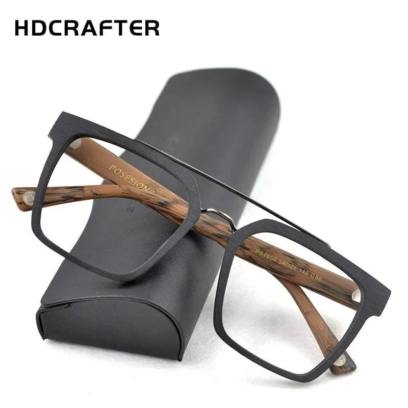 Men's Square Full Rim Wood Prescription Glasses Ps7050 — view 2 | Rx Spectacle