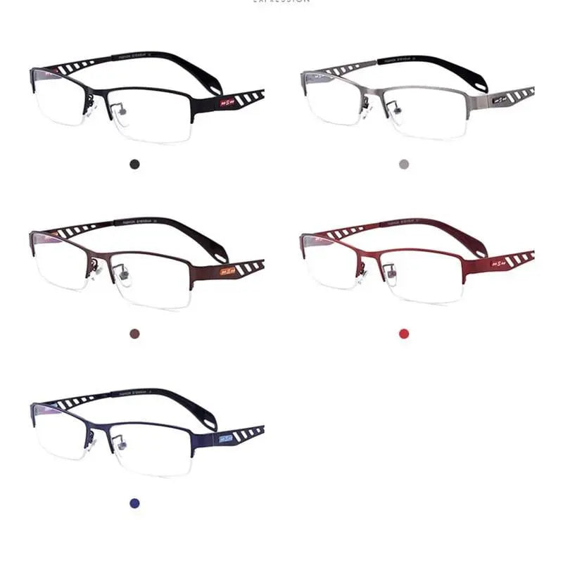 Men's Rectangular Semi-Rimless Alloy Prescription Glasses — view 11 | Rx Spectacle