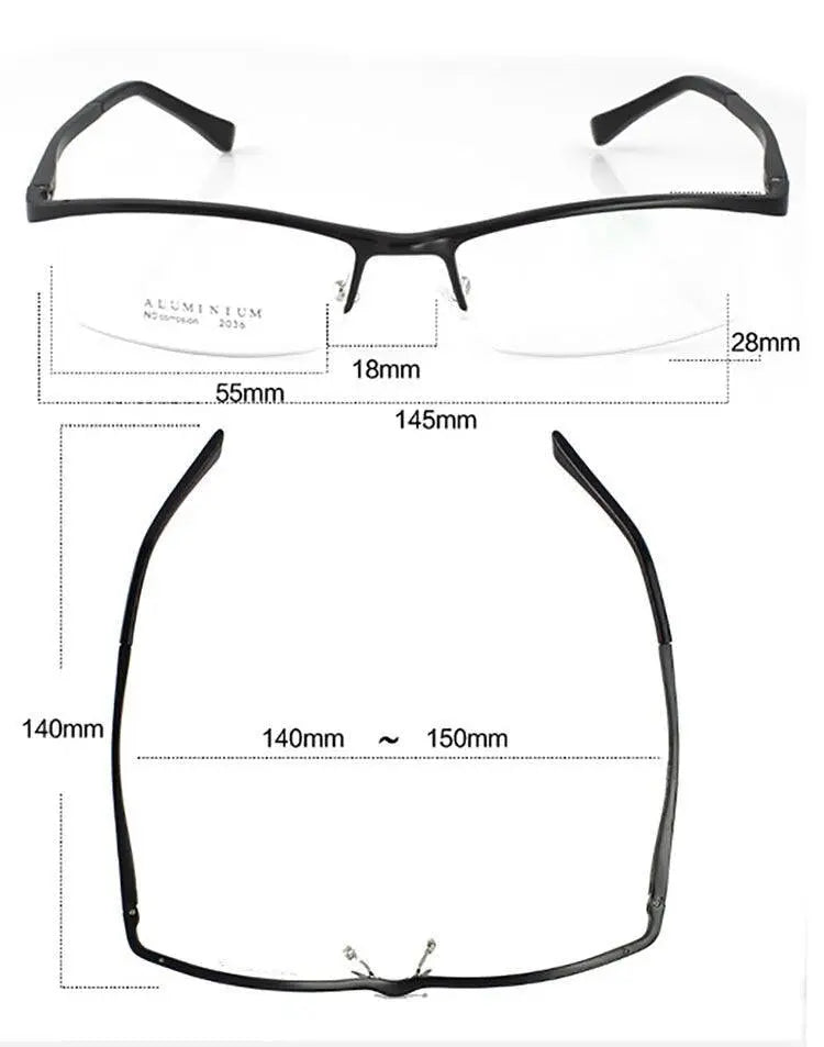 Men's Semi-Rimless Alloy Prescription Glasses 2036 — view 11 | Rx Spectacle