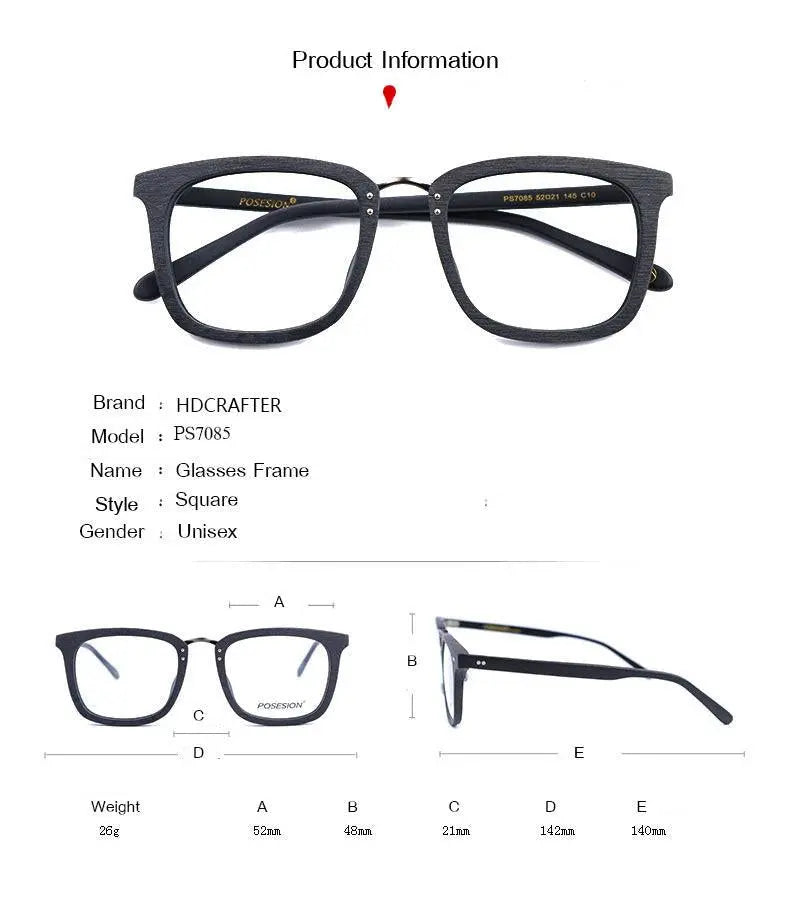 Men's Square Full Rim Alloy Prescription Glasses Ps7085 — view 8 | Rx Spectacle
