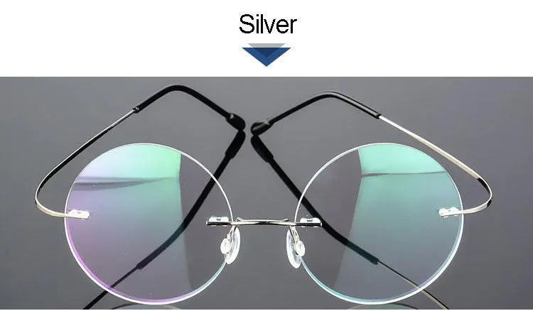Unisex Round Rimless Alloy Prescription Glasses — view 4 | Rx Spectacle