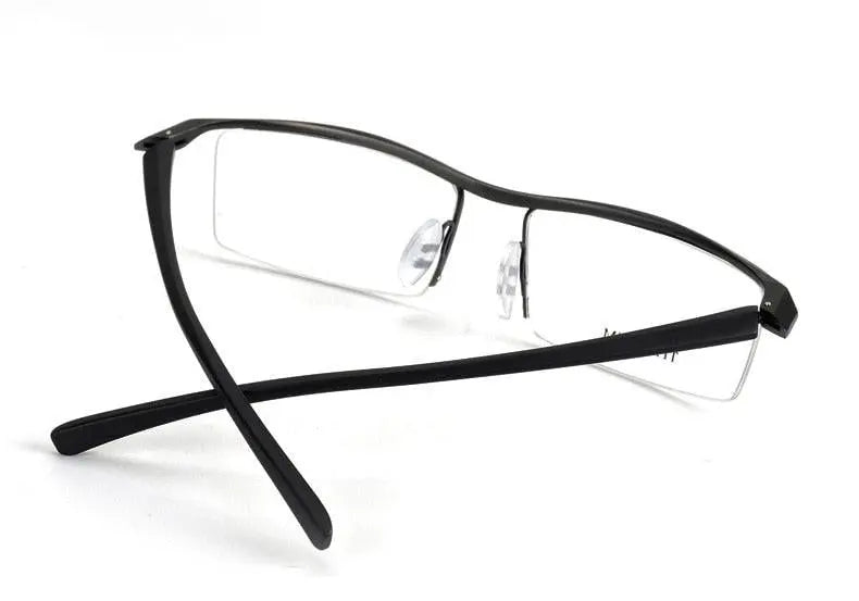 Men's Browline Semi-Rimless Titanium Prescription Glasses P8189 — view 16 | Rx Spectacle
