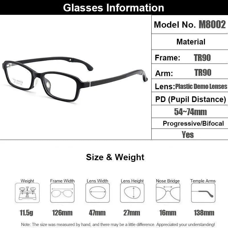 Unisex Full Rim TR90 Prescription Glasses M8002 — view 10 | Rx Spectacle