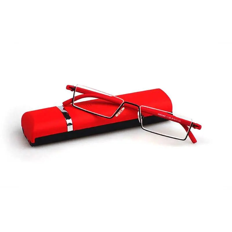 Unisex Rectangular Semi-Rimless Alloy Reading Glasses R131 — view 2 | Rx Spectacle