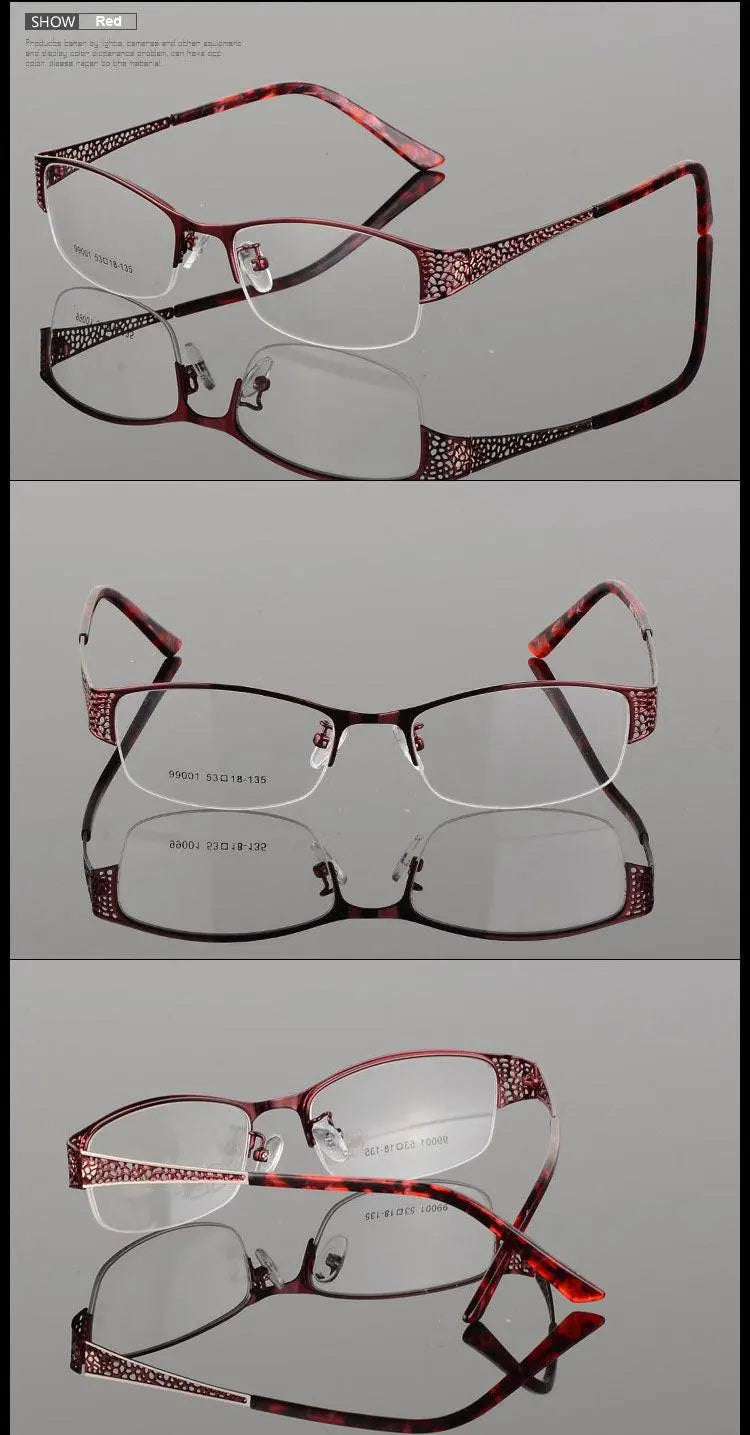 Women's Rectangular Semi-Rimless Alloy Prescription Glasses 99001 — view 10 | Rx Spectacle