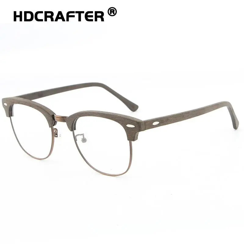 Unisex Round Full Rim Wood Prescription Glasses — view 3 | Rx Spectacle
