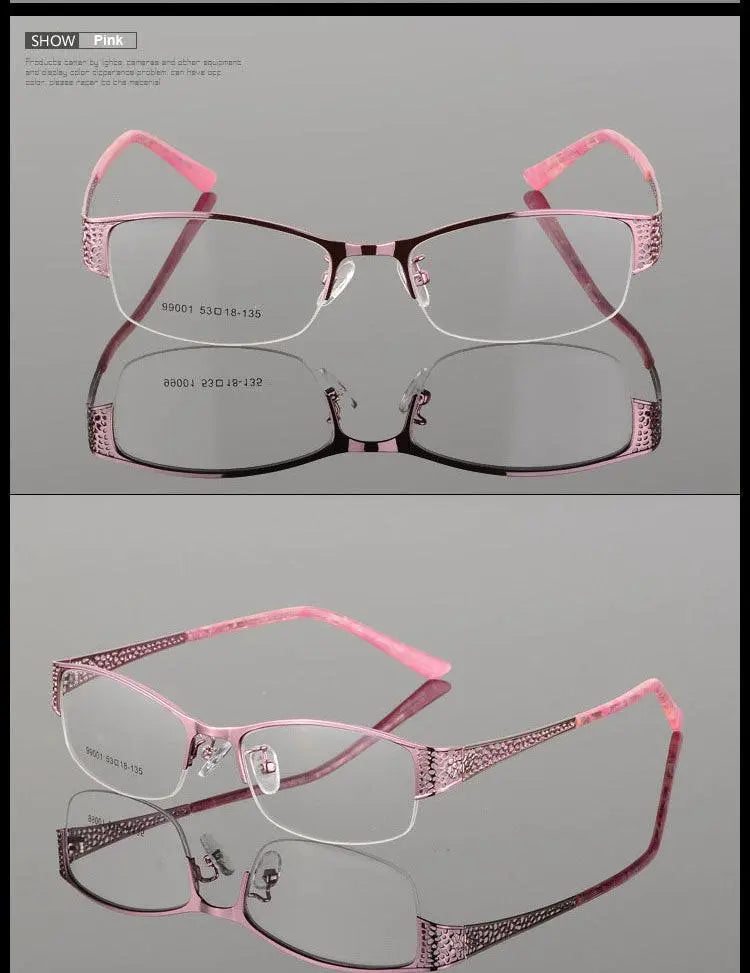 Women's Rectangular Semi-Rimless Alloy Prescription Glasses 99001 — view 11 | Rx Spectacle