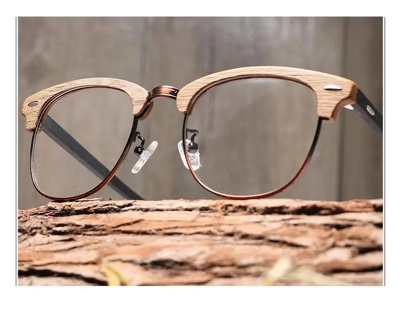 Unisex Round Full Rim Wood Prescription Glasses — view 16 | Rx Spectacle