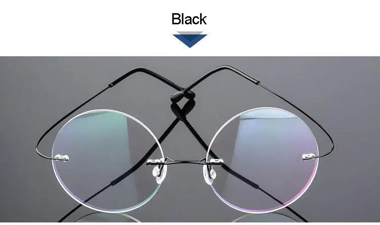 Unisex Round Rimless Alloy Prescription Glasses — view 9 | Rx Spectacle
