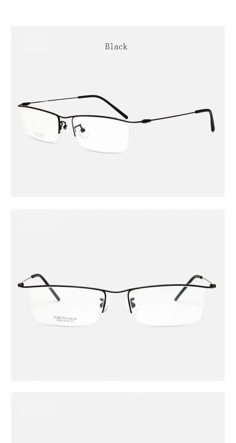 Men's Browline Semi-Rimless Titanium Prescription Glasses 6688 — view 13 | Rx Spectacle