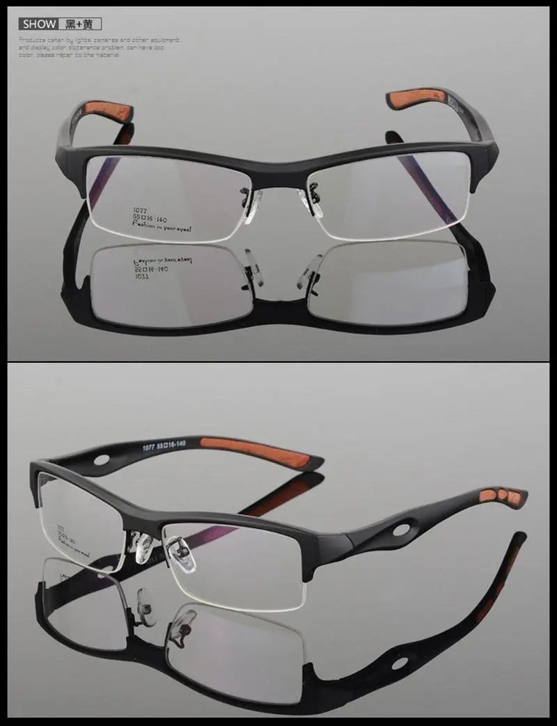 Men's Rectangular Semi-Rimless TR90 Sports Glasses 1077 — view 18 | Rx Spectacle