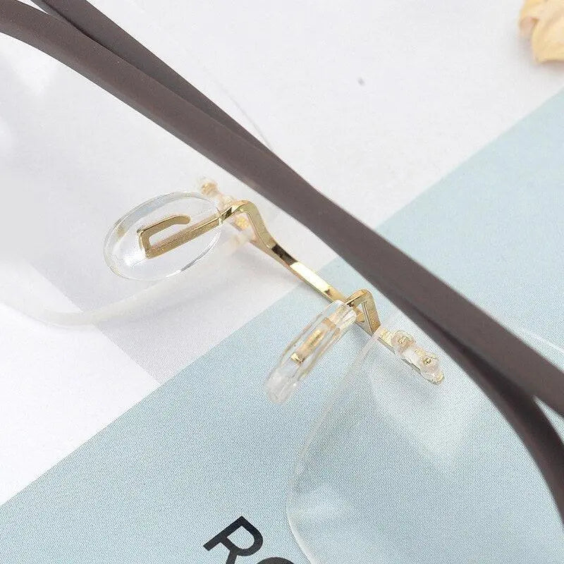 Unisex Rectangular Rimless Alloy Prescription Glasses Rw003 — view 4 | Rx Spectacle