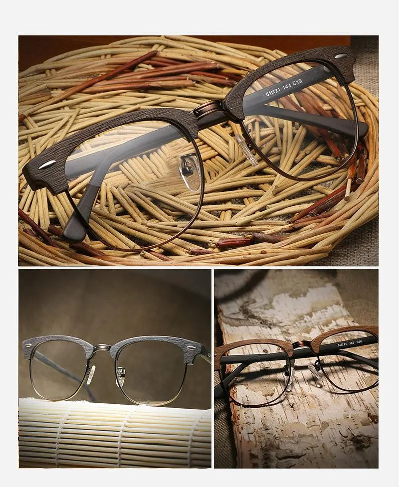Unisex Round Full Rim Wood Prescription Glasses — view 15 | Rx Spectacle