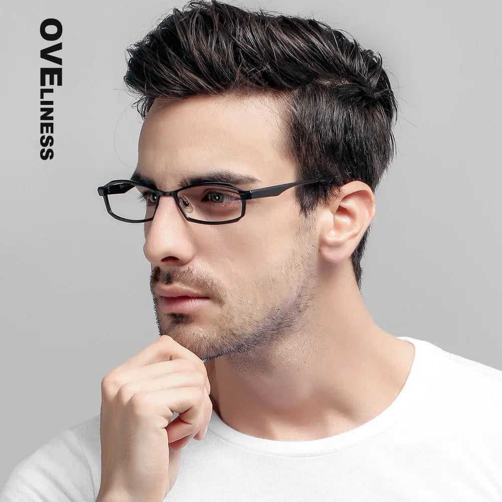 Men's Rectangular Full Rim Titanium Prescription Glasses P8718 — view 3 | Rx Spectacle