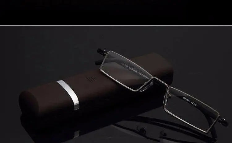 Unisex Rectangular Semi-Rimless Alloy Reading Glasses R131 — view 16 | Rx Spectacle