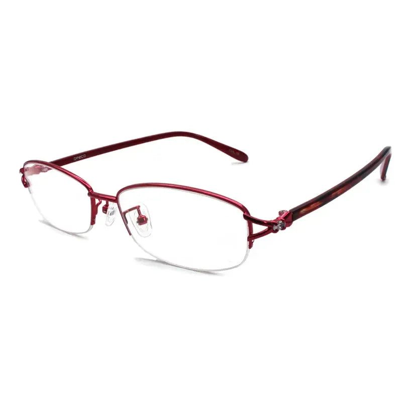 Women's Square Semi-Rimless Alloy Prescription Glasses 93066 — view 6 | Rx Spectacle