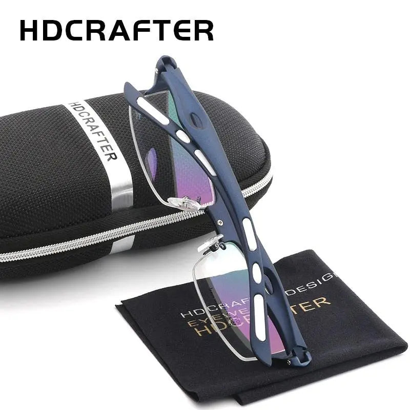 Men's Rectangular Semi-Rimless TR90 Prescription Glasses L1077 — view 6 | Rx Spectacle