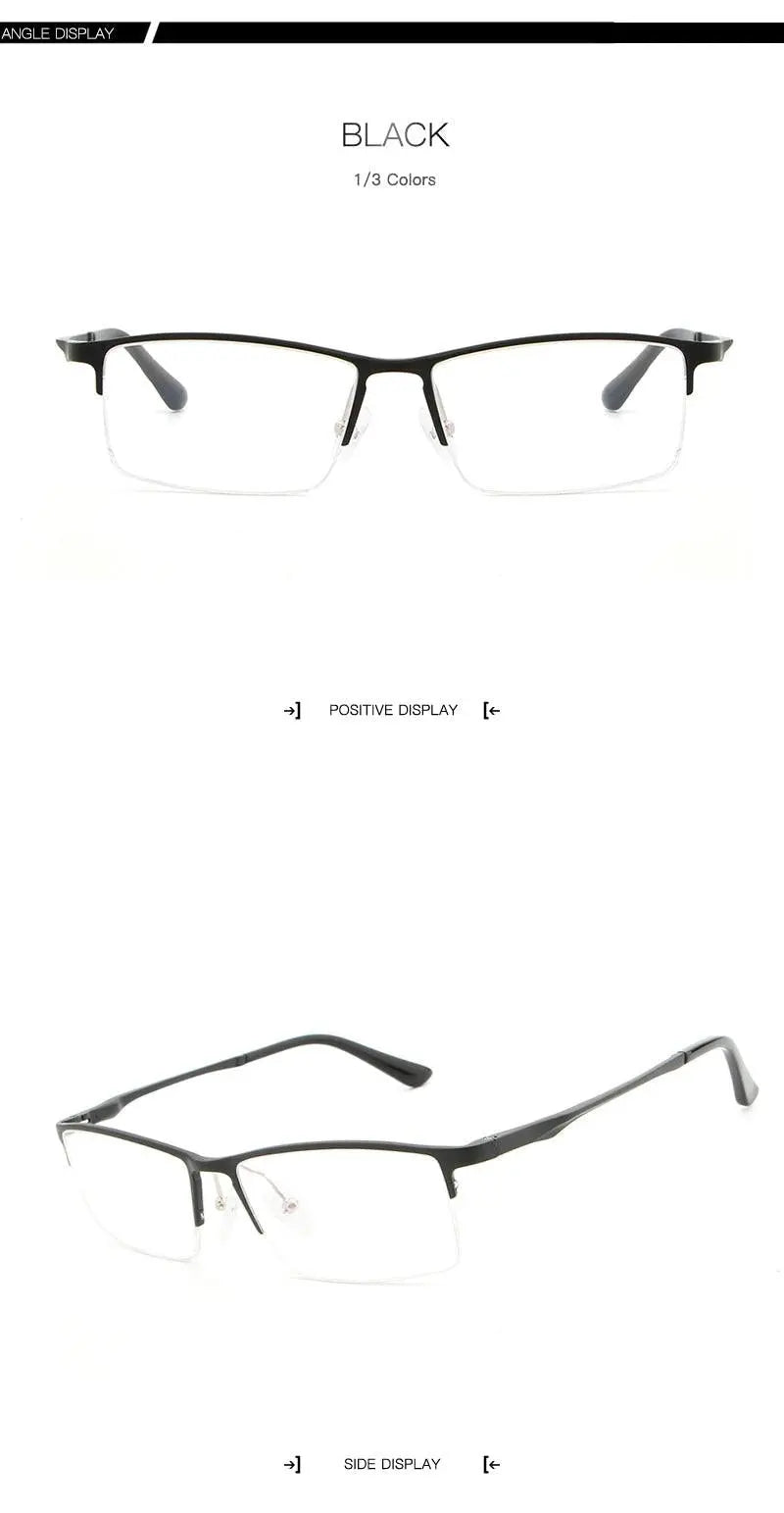 Men's Rectangular Semi-Rimless Alloy Prescription Glasses Lp6263 — view 11 | Rx Spectacle