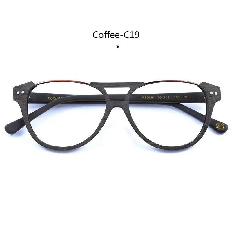 Unisex Round Full Rim Wood Double Bridge Prescription Glasses Ps5056 — view 3 | Rx Spectacle