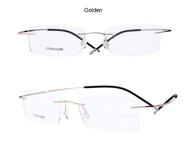 Unisex Rimless Titanium Prescription Glasses E1055 — view 12 | Rx Spectacle