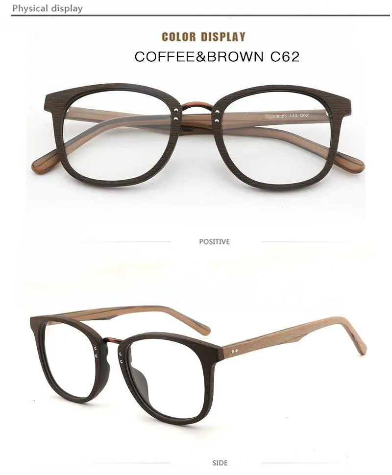 Unisex Round Full Rim Wood Prescription Glasses Hb029 — view 20 | Rx Spectacle