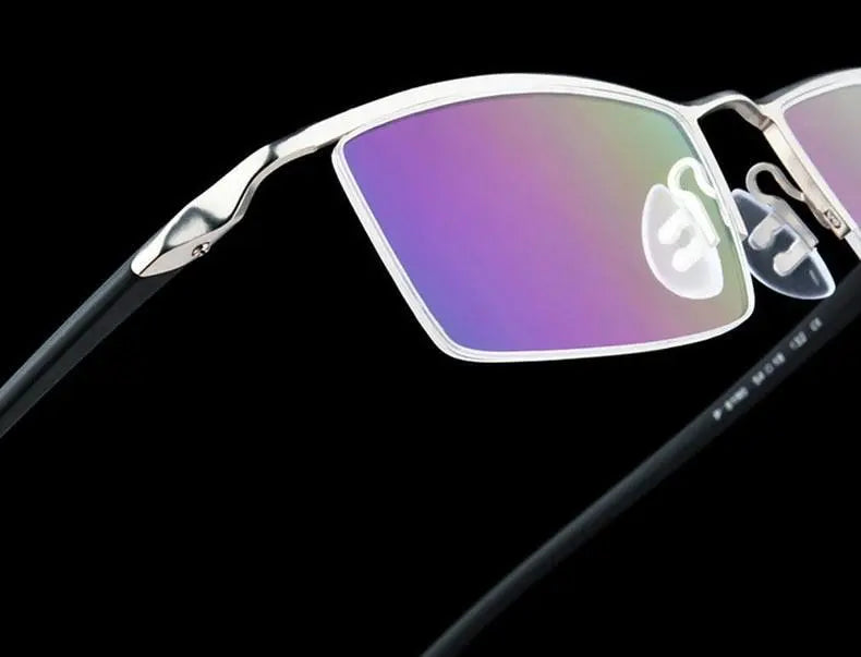 Men's Browline Semi-Rimless Alloy Prescription Glasses P8190 — view 9 | Rx Spectacle
