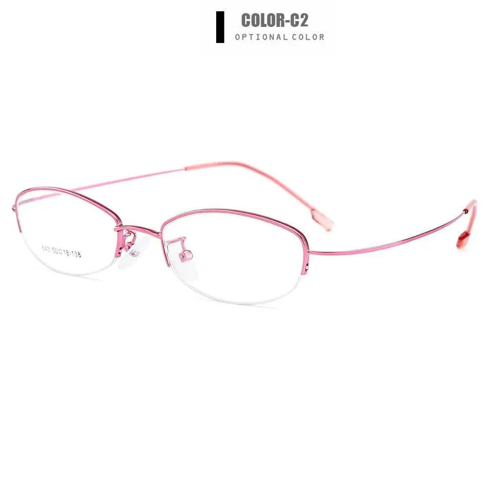 Women's Semi-Rimless Titanium Prescription Glasses Y643 — view 8 | Rx Spectacle