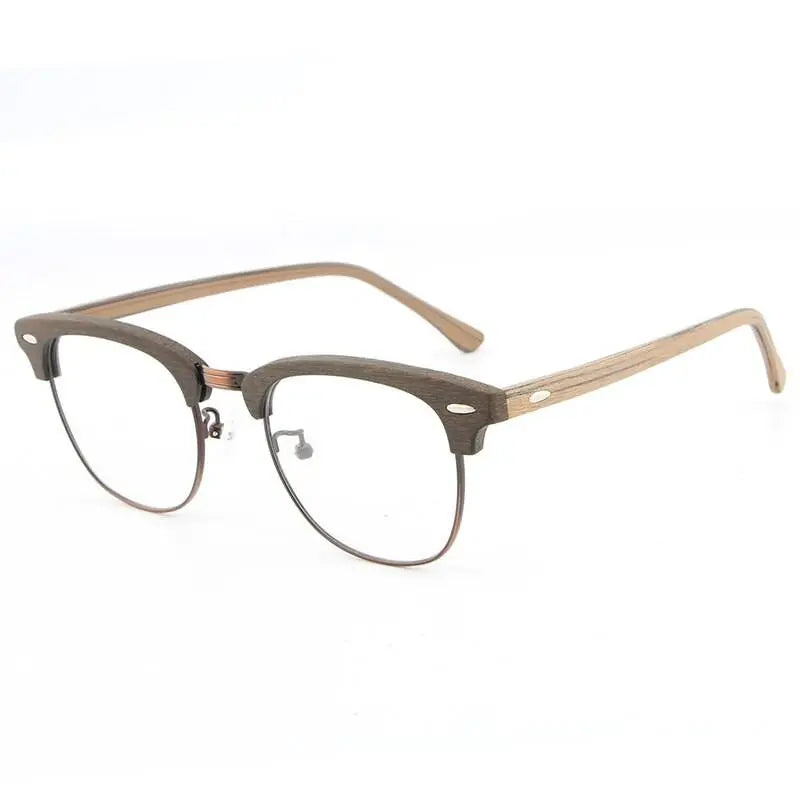 Unisex Round Full Rim Wood Prescription Glasses — view 8 | Rx Spectacle
