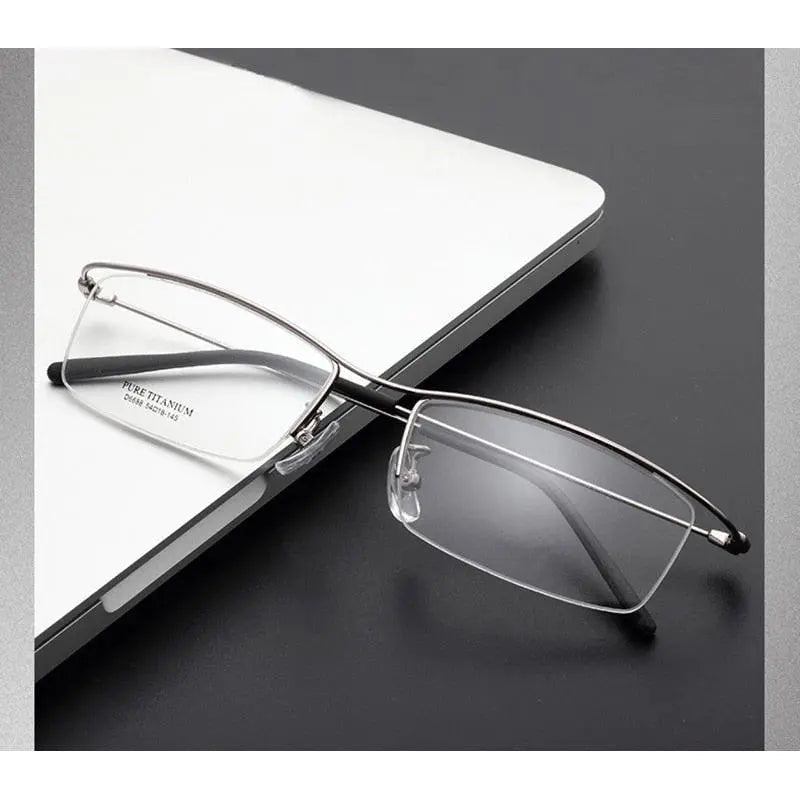 Men's Browline Semi-Rimless Titanium Prescription Glasses 6688 — view 1 | Rx Spectacle