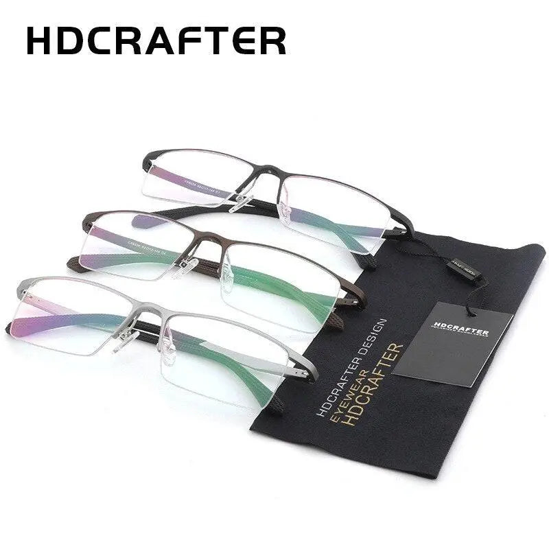 Men's Rectangular Semi-Rimless Alloy Prescription Glasses Lp6236 — view 4 | Rx Spectacle