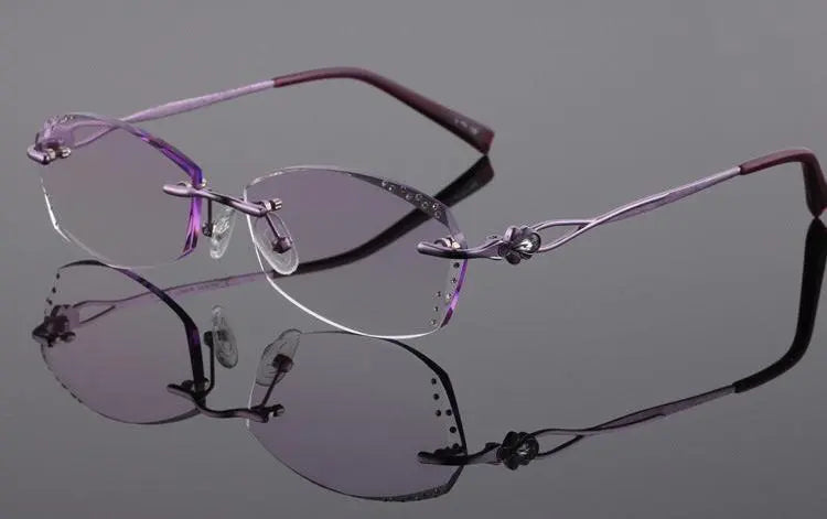 Women's Rectangular Rimless Titanium Prescription Glasses 2123 — view 11 | Rx Spectacle