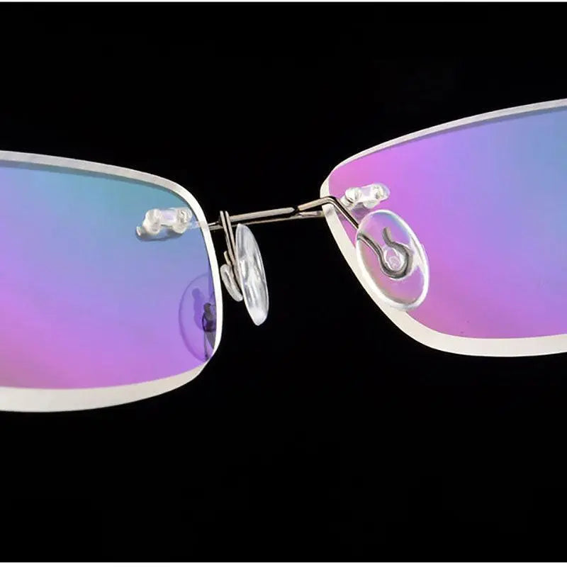 Unisex Rectangular Rimless Alloy Reading Glasses 2 — view 4 | Rx Spectacle
