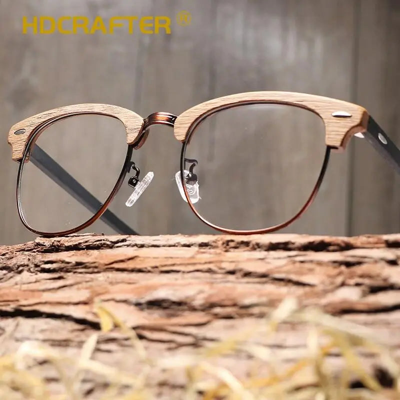 Unisex Round Full Rim Wood Prescription Glasses — view 12 | Rx Spectacle