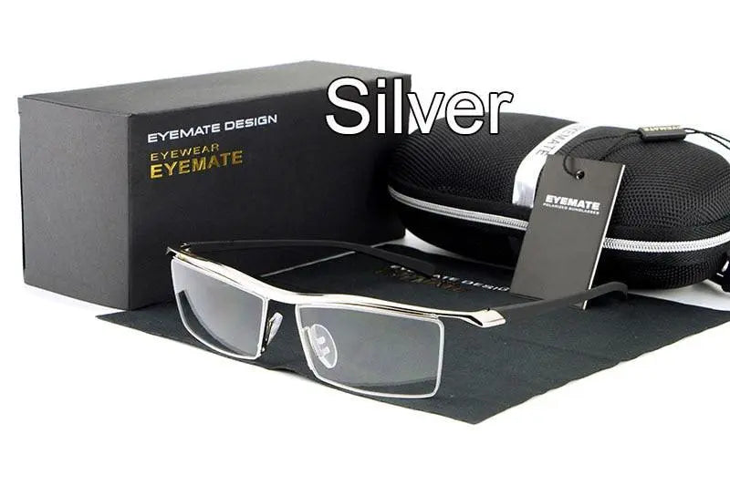 Men's Square Semi-Rimless Acetate Prescription Glasses E004 — view 8 | Rx Spectacle